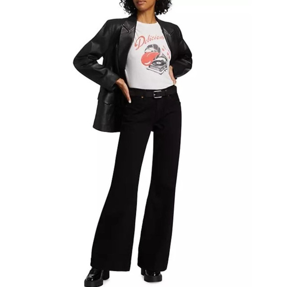 NEW! RE/DONE Size 30 70s Low Rise Bell Bottom Black Denim Jeans $285 msrp I8-6